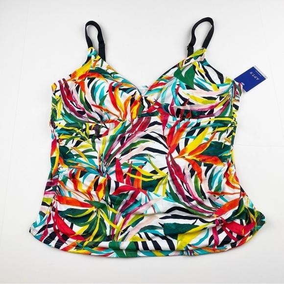 Apt. 9 Plus V-Neck Tankini Swimsuit Top Tropical Size 1X NWT - Picture 1 of 4